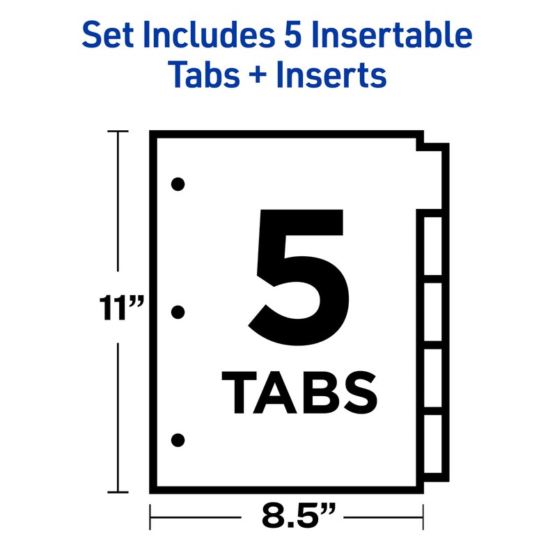 Avery Binder Dividers - 5-Tab Insertable Multicolor Big Tabs for