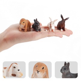 LC JoyCre - Juego de 6 cifras de conejo para decoración de pasteles, mini juguetes de plástico para niños de Pascua, conejitos de animales de granja para niños pequeños