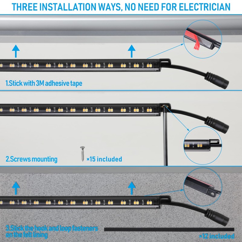 TORCHSTAR LED Safe Lighting Kit 3CCT, (6) 12 Inch Linkable