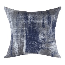 TreeWool (2 Pack Brush Art Accent Cushion Covers in Cotton Canvas (40 x 40 cm / 16 x 16 Inches, Navy Blue)