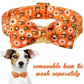 Unique style paws Cotton Dog Collar with Bow Autumn Puppy Collar with Bee Daisy for Small Medium Large Boys Girls Dogs