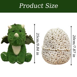 KBIBCK Dino Cuddly Toy Egg Plush, 25 cm Hatching Dinosaur Cuddly Toy, Plush Dinosaur in Egg, Dinosaur in Egg Stuffed Toy, Dino Cuddly Toy Gift for Children, Boys & Girls