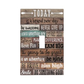 Inspirational Quotes Single Toggle Light Switch Cover 1 Gang Decorative Wall Plate Electrical Switchplate Rustic Wood Faceplate for Barn Door Farmhouse Kitchen Country Chalet Decora