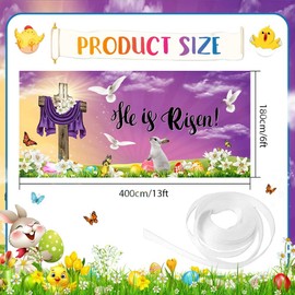 AIBIIN 13 x 6 ft He Is Risen Garage Door Banner Easter Nativity Garage Door Cover Decorations Mural Cross Jesus Religious Christian Garage Door Cover Backdrop Decorations Indoor Outdoor Easter Spring Wall Door Decor