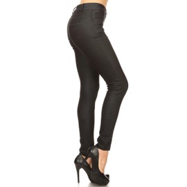 ICONOFLASH Women's Black Jeggings with Pockets Pull On Skinny Stretch Colored Jean Leggings Size Small, Black, Small