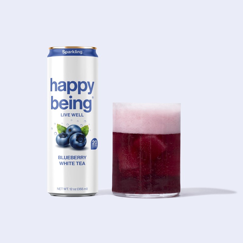 Happy Being Sparkling Nutrient-Rich Blueberry White Tea – Infused with