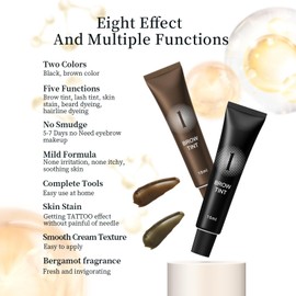 Eyebrow Tint Kit Brown Hen-na, Semi-Permanent Professional Brow Tint Kit Long-Lasting and Safe Results Eyebrow Dye, DONG RHYME Multi-Purpose Eyelash Tint Kit Easy to Use at Home