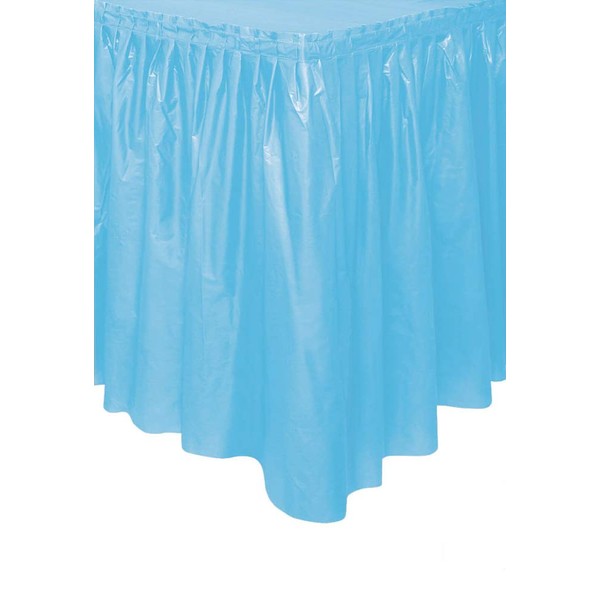 Unique Industries 50403 Powder Blue Plastic Table Skirt, 29" x 14 ft, Light Blue, 14-Feet