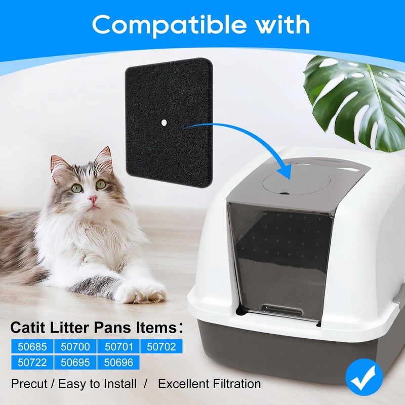Cunina 6 pack Cat Litter Box Replacement Carbon Filters Compatible