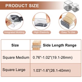 24 Pcs Chair Leg Floor Protectors Furniture Pads Floor Protectors Furniture Sliders for Protecting Hardwood/Tile/Laminate Floors from Scratches and Noise Square Medium (Fit:19-26mm)