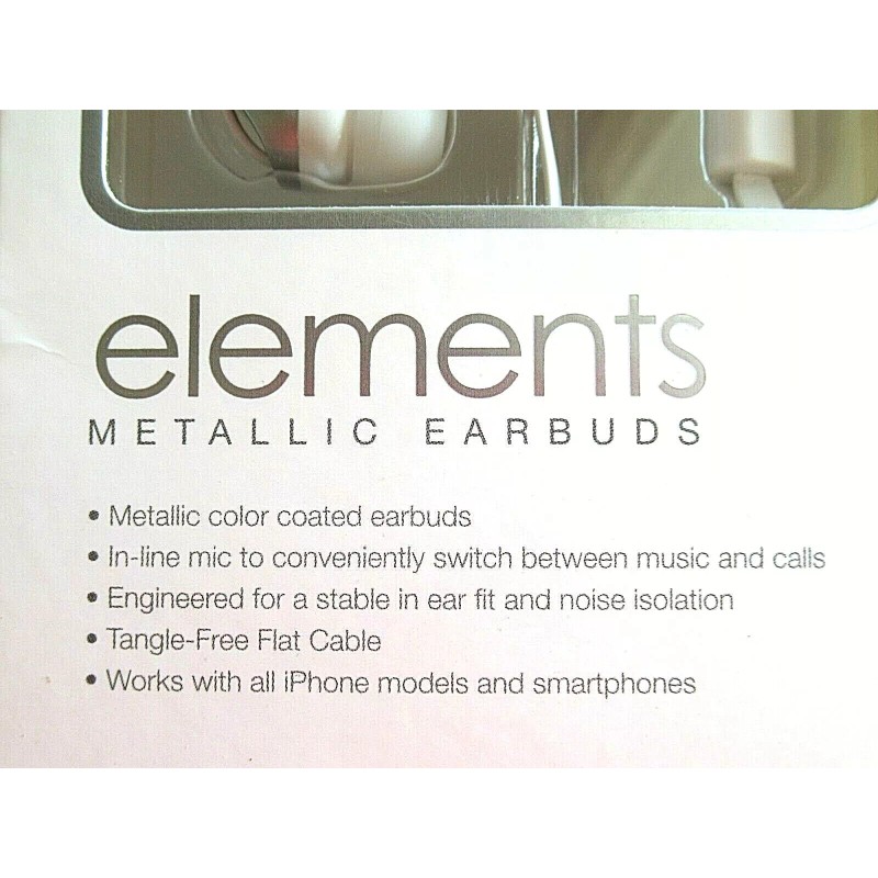 Merkury *** Merkury Innovations elements METALLIC EARBUDS Silver-White