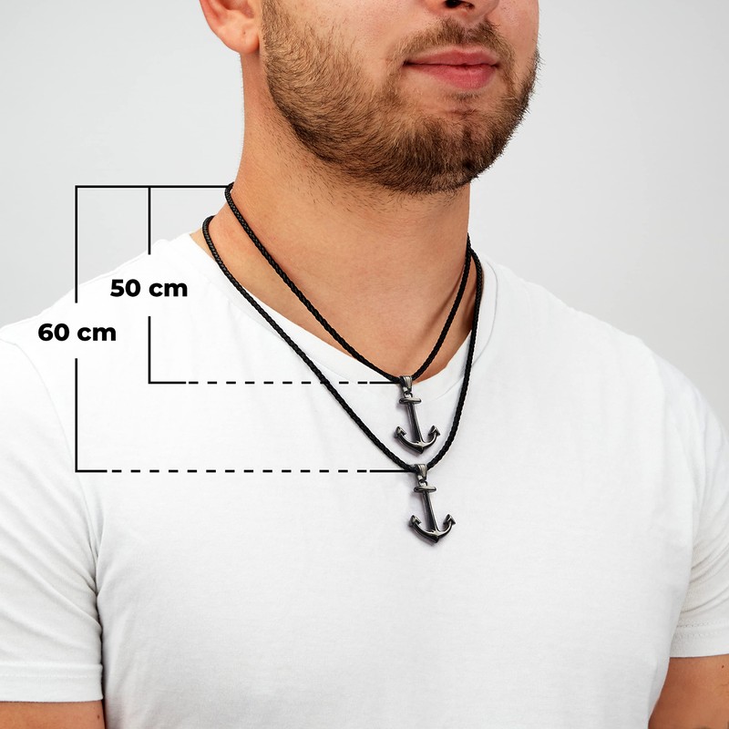 SERASAR Men's Premium Leather Necklace, Stainless Steel Pendant, Secure Clasp,