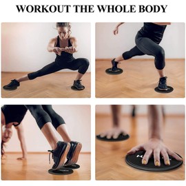 Hurdilen Core Sliders, Exercise Gliding Discs Dual Sided Use on Carpet and Hardwood Floors, Lightweight and Perfect Fitness Apparatus for Training Abdominal Core Strength (Dark Black)