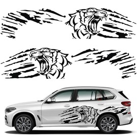 AuMoHall Growling Tiger Graphics Car Body Sticker - Self-Adhesive Tiger Decal - Racing Sports Car Side Door Sticker - Scratch Resistant - Black Tiger, 45.66'' x 19.68''