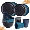Rubtlamp 16Pcs Plastic Wheat Straw Dinnerware Set, Reusable Plastic Dishes