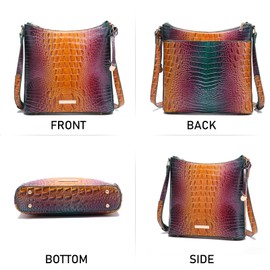 Makcr Joacbv Shoulder Crocodile Flat Handbags for Women trendy Ladies Shoulder Bag Embossed Pattern Leather Crossbody Purse