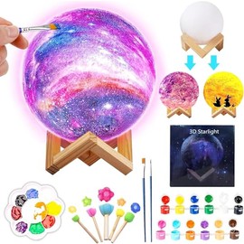 Pinta Tu Propia Lámpara,Kit Pintura Para Niños 6 A 12 Años,Kit Manualidades,Regalos para Niños y Niñas (Luna)