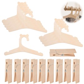 Wooden Hangers for Kids - 10pcs Non-Slip, Space Saving, Cute Bear Shape Children’s Hangers for Dresses, Coats & Toddler Wardrobe - Includes 10 Wooden Clips for Secure Hanging