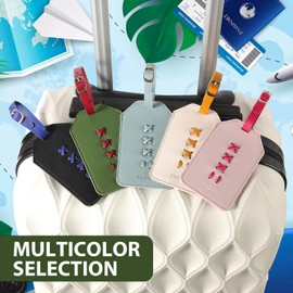 KINIVA Luggage Tags for Suitcases,Unique Leather Bag Baggage Handbag Tags Bulk for Travel with Name Label,Colorful Travel Accessories(12 Pink & Red-2 Pack)