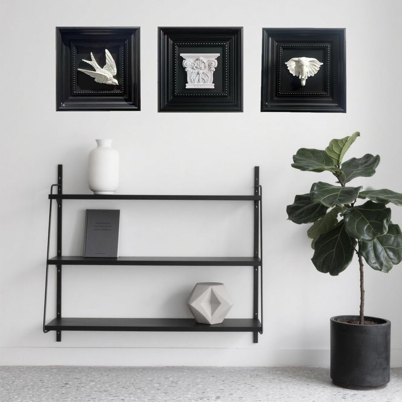 Elegant Black Framed Plaster Wall Art — 3D White Plaster