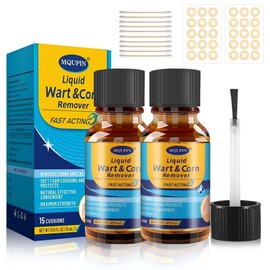 MQUPIN Corn Removers for Toes，Extra Strength Corn & Callus Remover for Feet & Toes - Fast Acting Liquid with 15ml*2 Solution, 30PCS Cushions + 10PCS Swabs