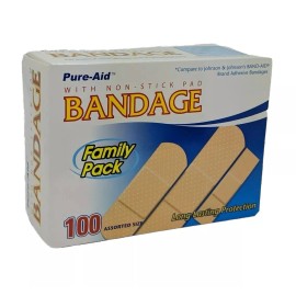 Pure-Aid Family Pack Bandages, Compare to Band-Aid, 100ct