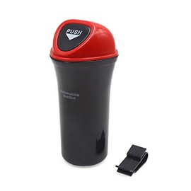 sourcing map Red Black Plastic Garbage Trash Can Rubbish Bin Storage Holder for Car Home