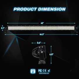 Nilight 42" Inch 240W Combo LED Light Bar +4x4" 18W Flood LED Pod Offroad Lights