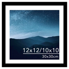 JCJMY 12x12 Picture Frame with Mat for 30 x 30cm Diamond Art Painting, Display Photo 10x10 or 12 x 12 Without Mat, Wall Hanging Large Frame with Plexiglass, Black