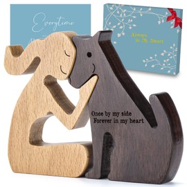 THYGIFTREE Dog Memorial Gifts for Women - Wooden Carving Dog, Gifts for Loss of Dog - Once by My Side Forever in My Heart