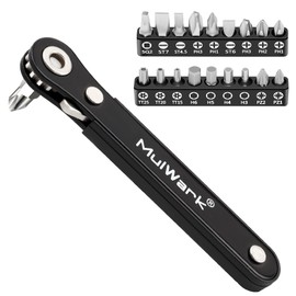 MULWARK 20-Piece Right Angle Screwdriver Set, 1/4" Mini Ratchet with High Torque - 90-Degree Offset Screwdriver for Tight Spaces, Auto Repair, Electronics, DIY Home Improvement EDC Tool Kit