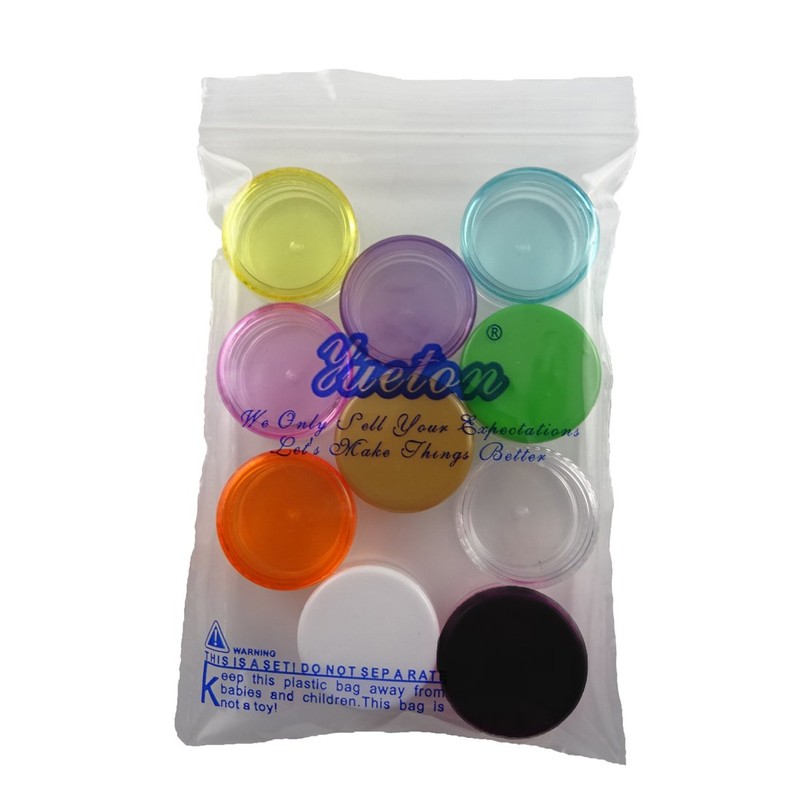 yueton?10 Empty Clear Boday Multi Color Top Lid Plastic Sample