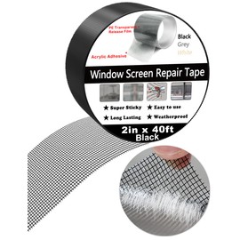 Wohohoho Window Screen Repair Tape, 2 in X 40 FT (480IN) Black Screen Patch Repair Kit, 3-Layer Strong Adhesive Invisible Screen Tape Mesh Repair for Windows, Doors Garage Mosquito Net Magnetic Screen
