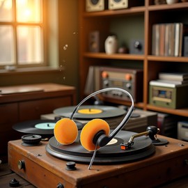Cauaoa Orange Retro Over-Ear Earphones, Mini Stereo Lightweight Headphones with Cord, 80s 90s Vintage Headset Wired, Hi-Fi Stereo Earphone for Most Mobile Phones Playback Pevices Headphones