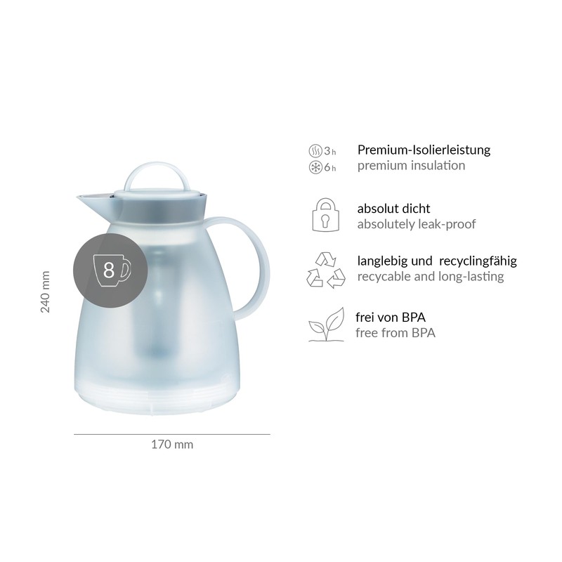 alfi 1935011100 Isolierkanne Dan Tea Kunststoff 1.0 l, weiß