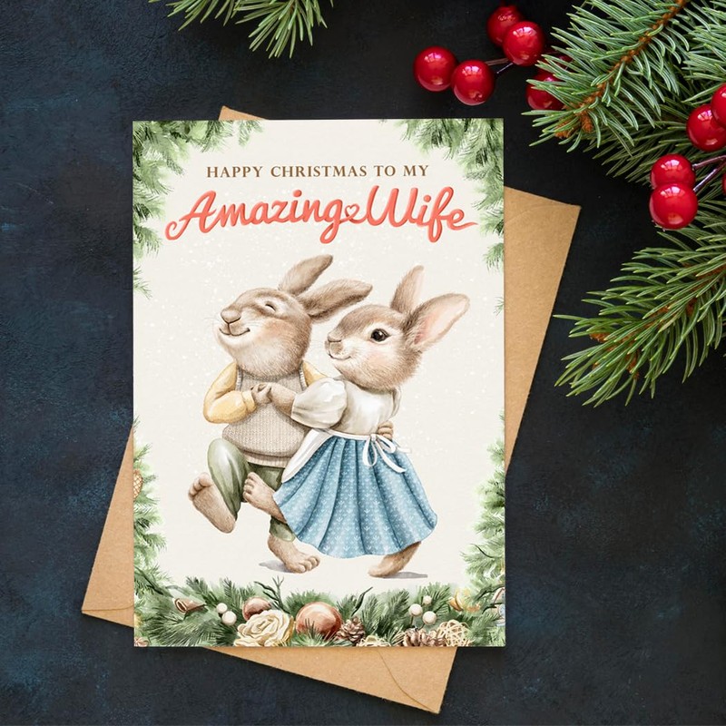 Wife Christmas Card with inside Verse from Husband - Romantic
