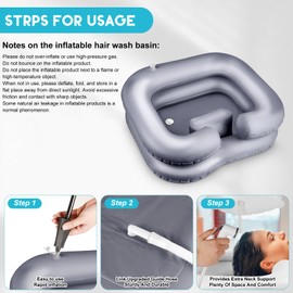 Inflatable Shampoo Basin - Portable Hair Washing Bowl/Tub for Bedridden, Disabled,Injured, Elderly, Hair Washtub for Dreadlocks and at Home Sink Washing (Silvery)