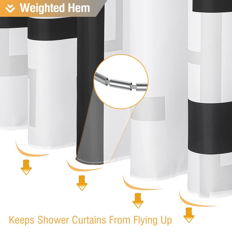 BTTN Extra Long Fabric Shower Curtain, 72x84 Inches Long Waterproof