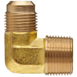 Anderson Metals - 54049-0608 Brass Tube Fitting, 90 Degree Elbow, 3/8" Flare x 1/2" Male Pipe