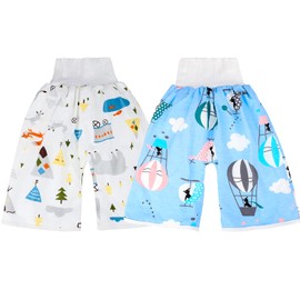 MOEMOE BABY Diaper Pants Waterproof Potty Training Pants Nighttime Bedwetting Uderwear for Kids Pack of 2 Blue M