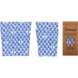 Beeswax Wrap Storage Bag by BeeBAGZ, Reusable Food Storage Bags, Pack of 3, Plastic Free Biodegradable Food Wrap Alternative, Lunch Pack, 2 Small + 1 Medium, (Blue)