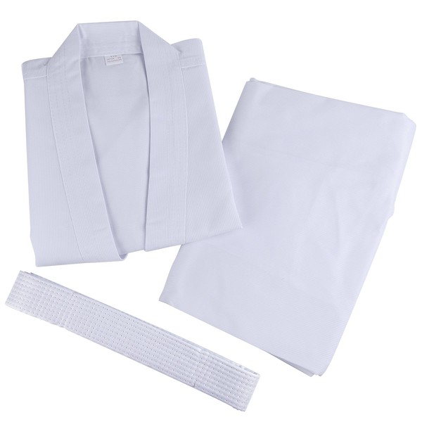 KUUQA Karate Clothes, 3-Piece Set, Top and Bottom & Belt Set, For Practice, Beginners, Dogi, Kids, Adults, Unisex, Lightweight, Quick Drying, Sizes 43.3 - 74.8 inches (110 - 190 cm)
