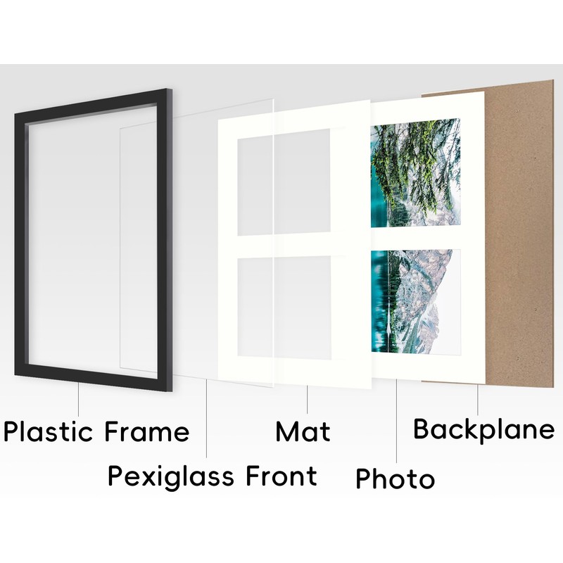 SNXJWA 8x10 Picture Frame with 4x6 Double Opening Mat Collage