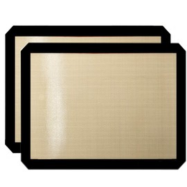 Premium Non Stick Silicone Baking Mats Quarter Sheet Toaster Oven Liner Small,Set Of 2 Mats (Size 8.5" - 11.5")