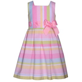 Bonnie Jean Baby Girl's Easter Dress - Pastel Spring Dress for Baby, Toddler, Little and Big Girls, Pastel Stripe, 7