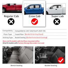 YITAMOTOR Floor Mats Compatible with F250/F350, Custom Fit Floor Liners for 2017-2021 Ford F-250/F-350 SuperCrew Cab, 1st & 2nd Row All Weather Protection 32.09*25.39*6.50 inch