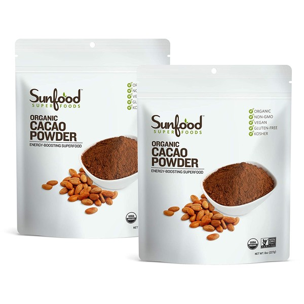 Sunfood Cacao Powder, 8 Ounces, Organic (Pack of 2)