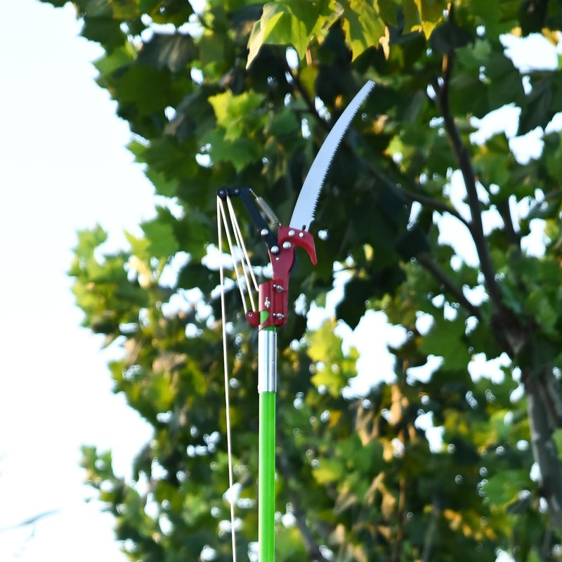 Grefinity 27FT Manual Pole Saw, Tree Branch Trimmer with 8-Section