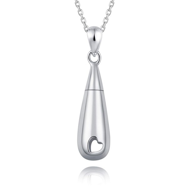 925 Sterling Silver Urn Pendant Necklace Teardrop Cremation Jewelry for
