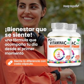 Vitamina C 24h con Bioflavonoides y Prebióticos |Combo duo| Con Zinc y Magnesio | Suplemento Alimenticio | 90 Cápsulas